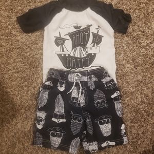 Pirate bathing suit and rash guard 4t